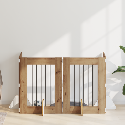 Foldable Dog Gate with Stands 4 pcs Artisan Oak 241 cm