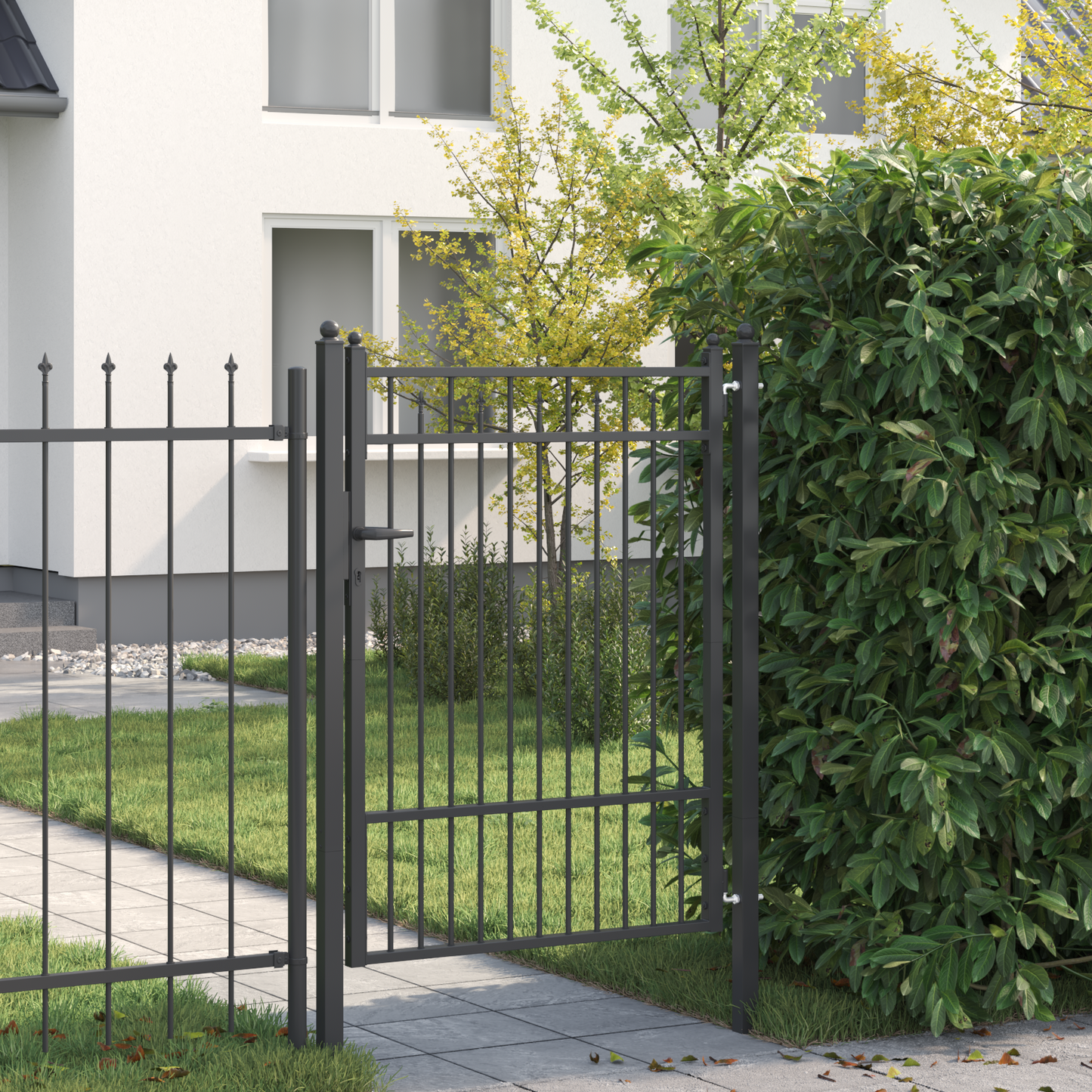 Fence Gate HORST 100 x 125 cm Metal Black Lockable