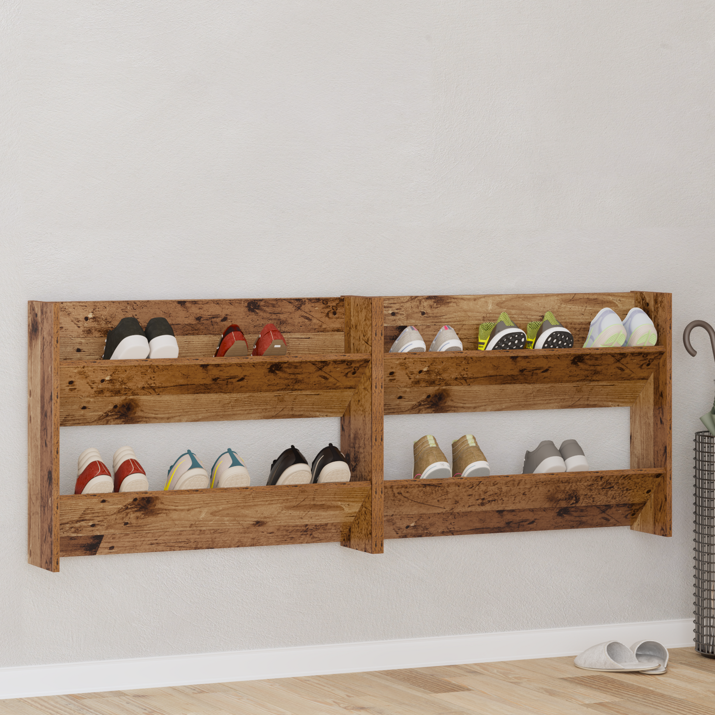 Shoe Cabinet 2 pcs Old wood 80 x 18 x 60 cm Engineered Wood