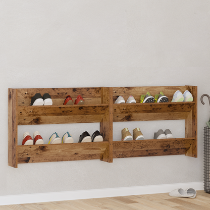 Shoe Cabinet 2 pcs Old wood 80 x 18 x 60 cm Engineered Wood