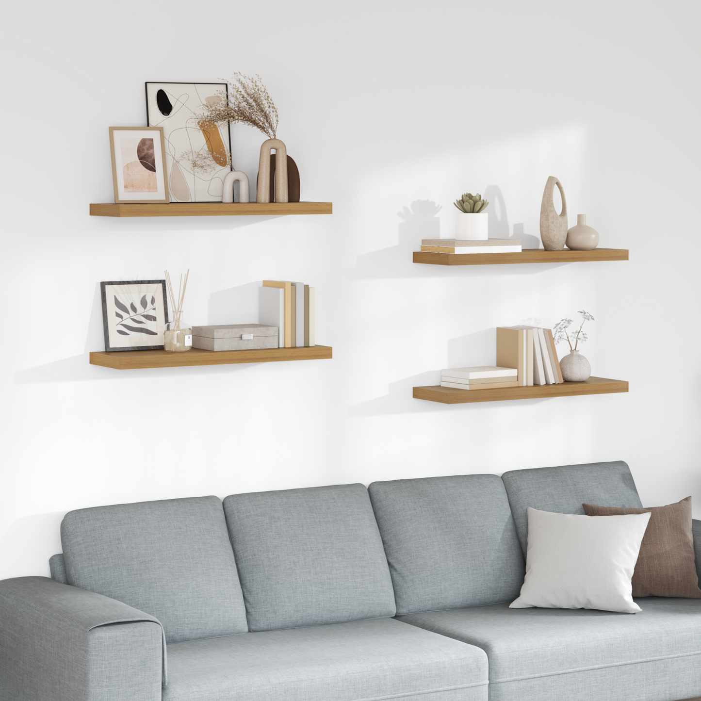Wall Shelf 4 pcs Brown 90 x 23.5 x 4 cm Engineered Wood