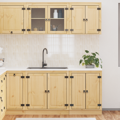 Cabinet with Shelf SKI 4 pcs Honey Brown Solid Pine Wood