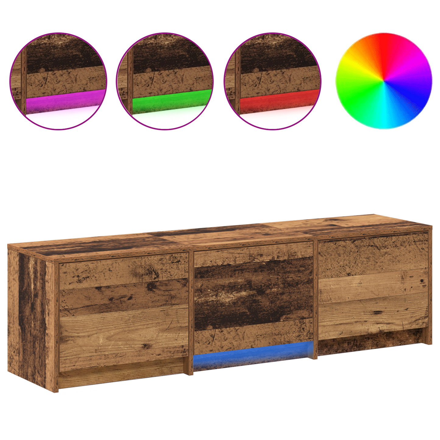 TV Cabinet with LED Old Wood 140 x 34 x 40 cm Engineered Wood