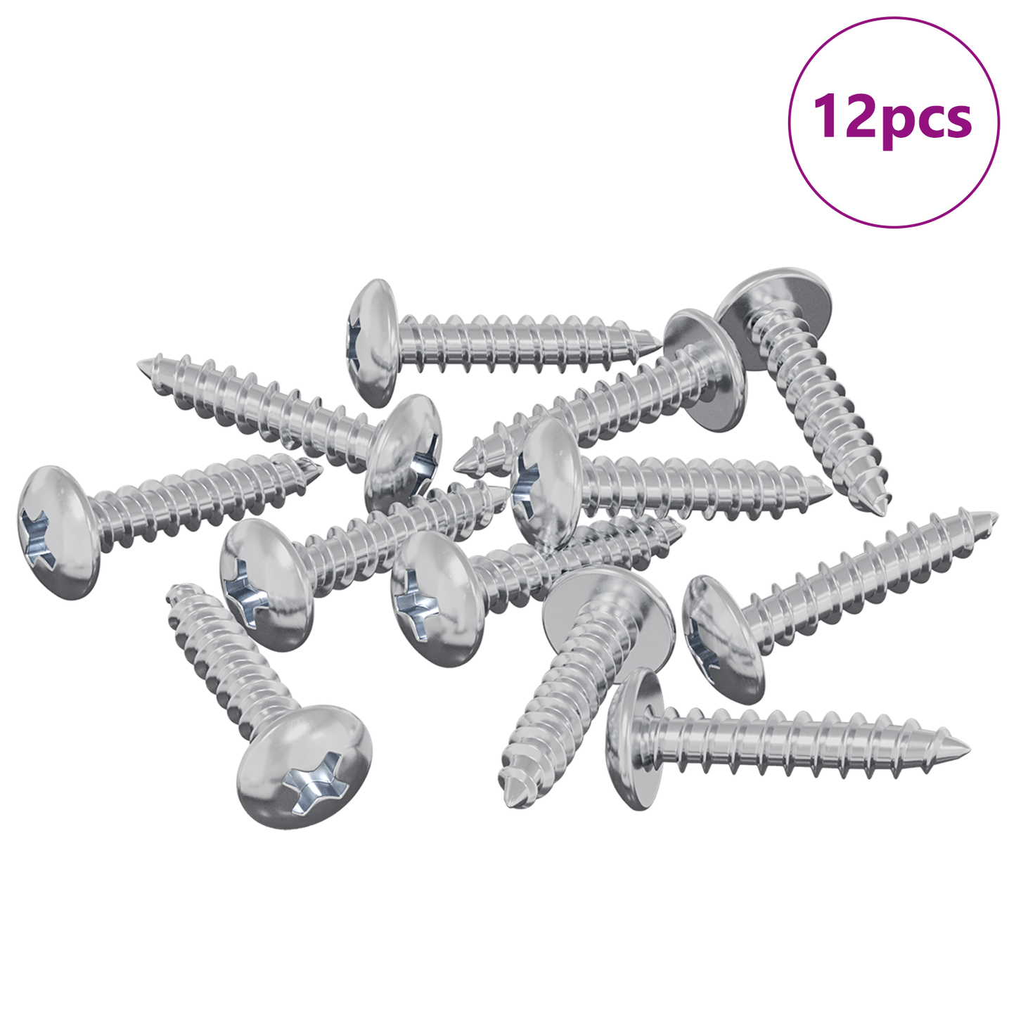 Wood Screws 12 pcs Silver M3.5 x 20 mm Steel