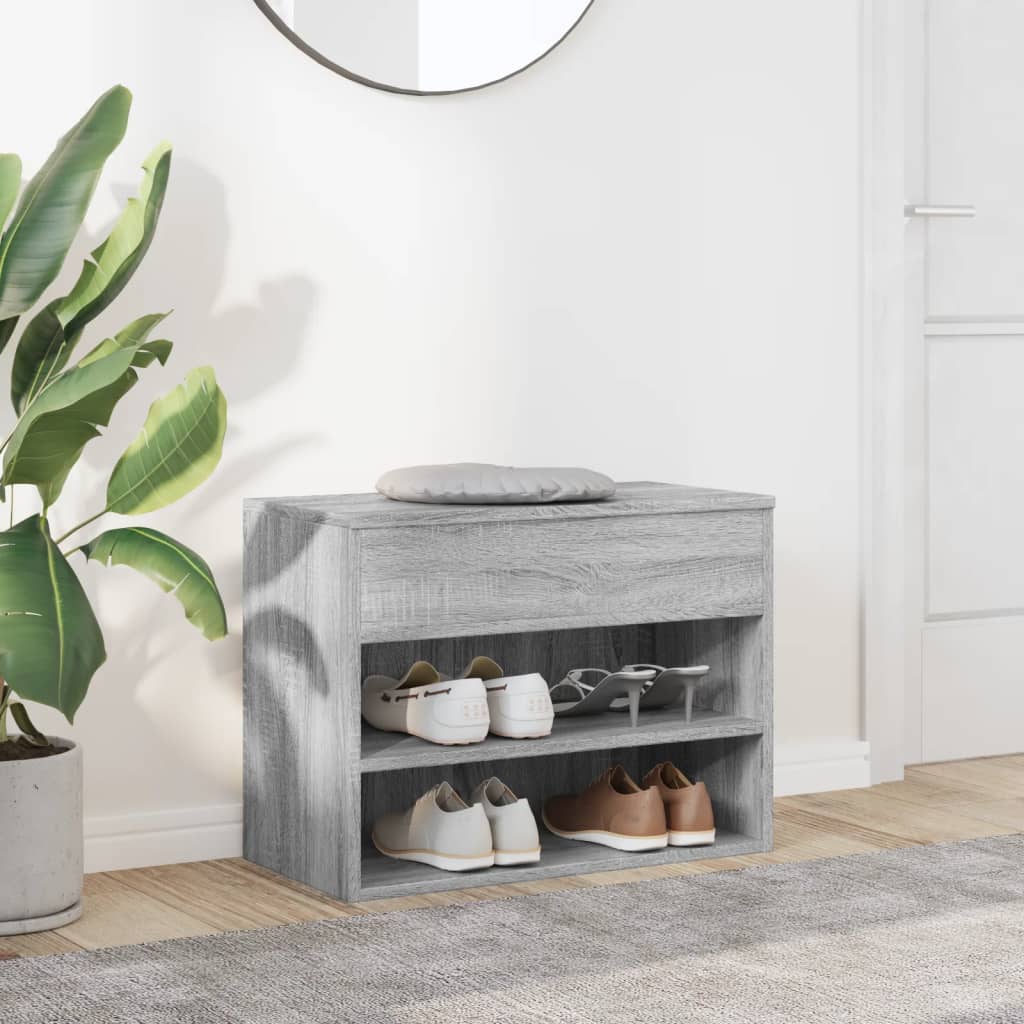 Shoe Bench Grey Sonoma 60x30x45 cm Engineered Wood