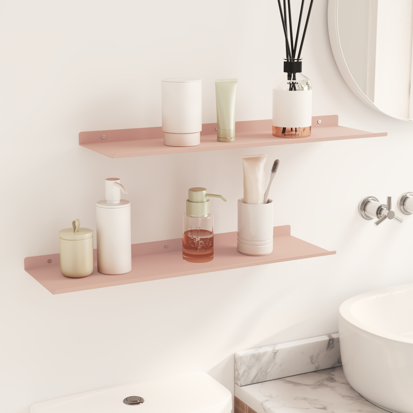 Floating Shelf Wall-mounted 2 pcs Pink 60 x 18 x 2.5 cm Steel