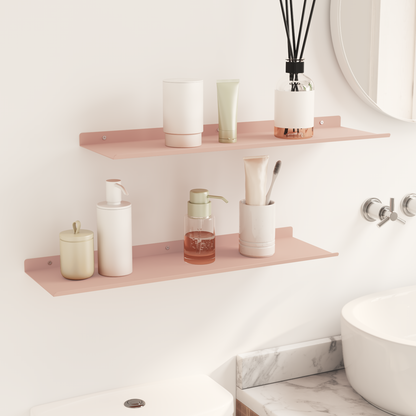 Floating Shelf Wall-mounted 2 pcs Pink 60 x 18 x 2.5 cm Steel