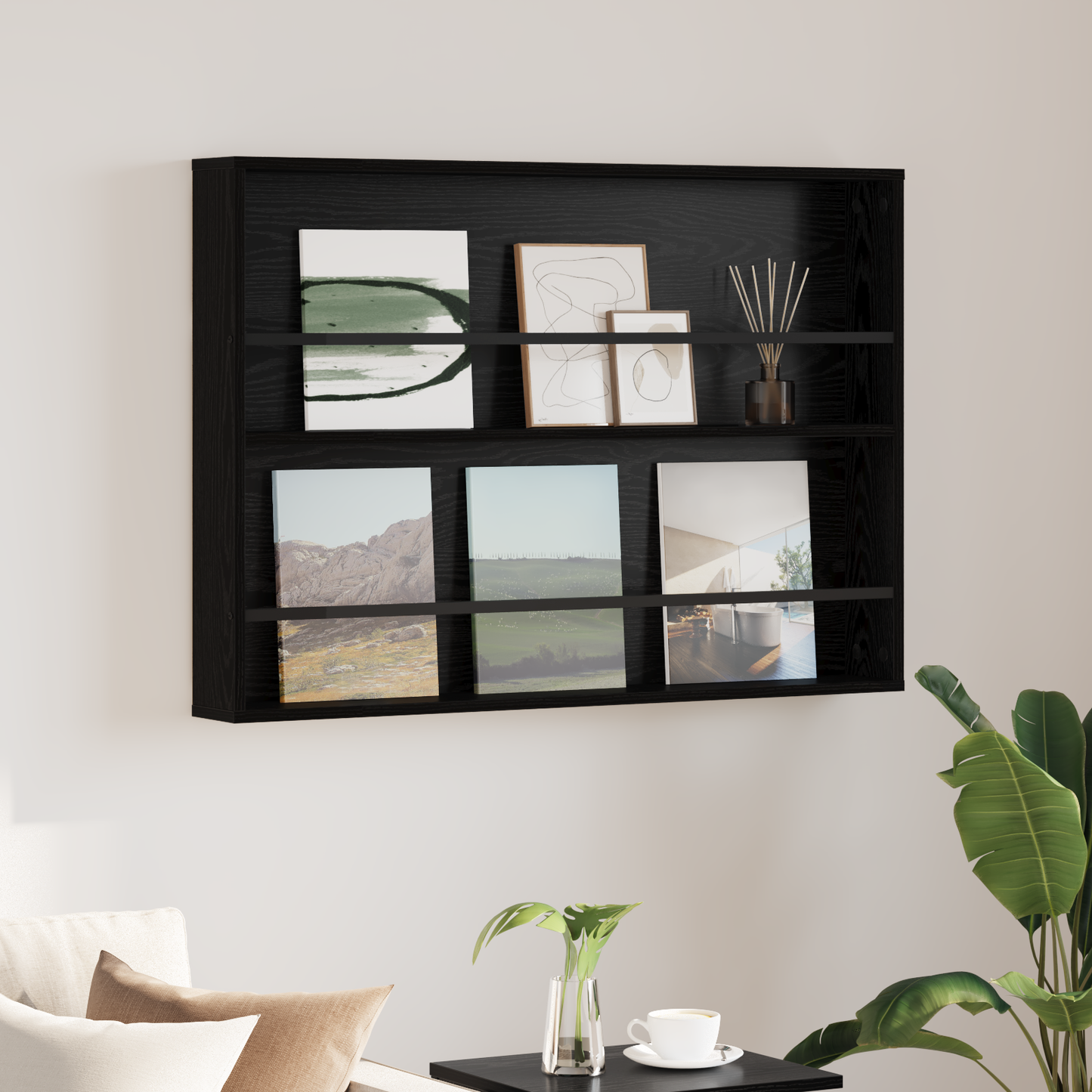 Magazine Rack Black Oak 100 x 12 x 70 cm Engineered Wood