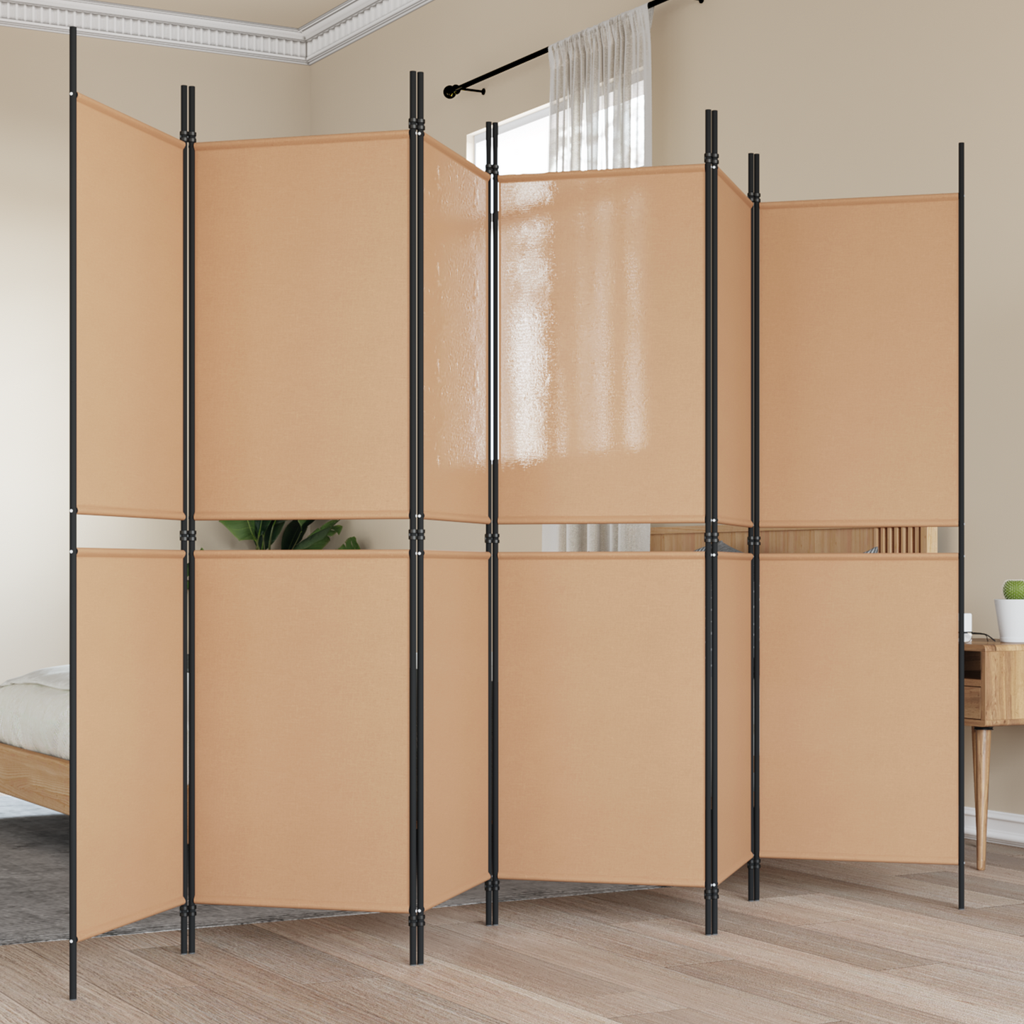 6-Panel Room Divider Beige 300 x 180 cm Fabric