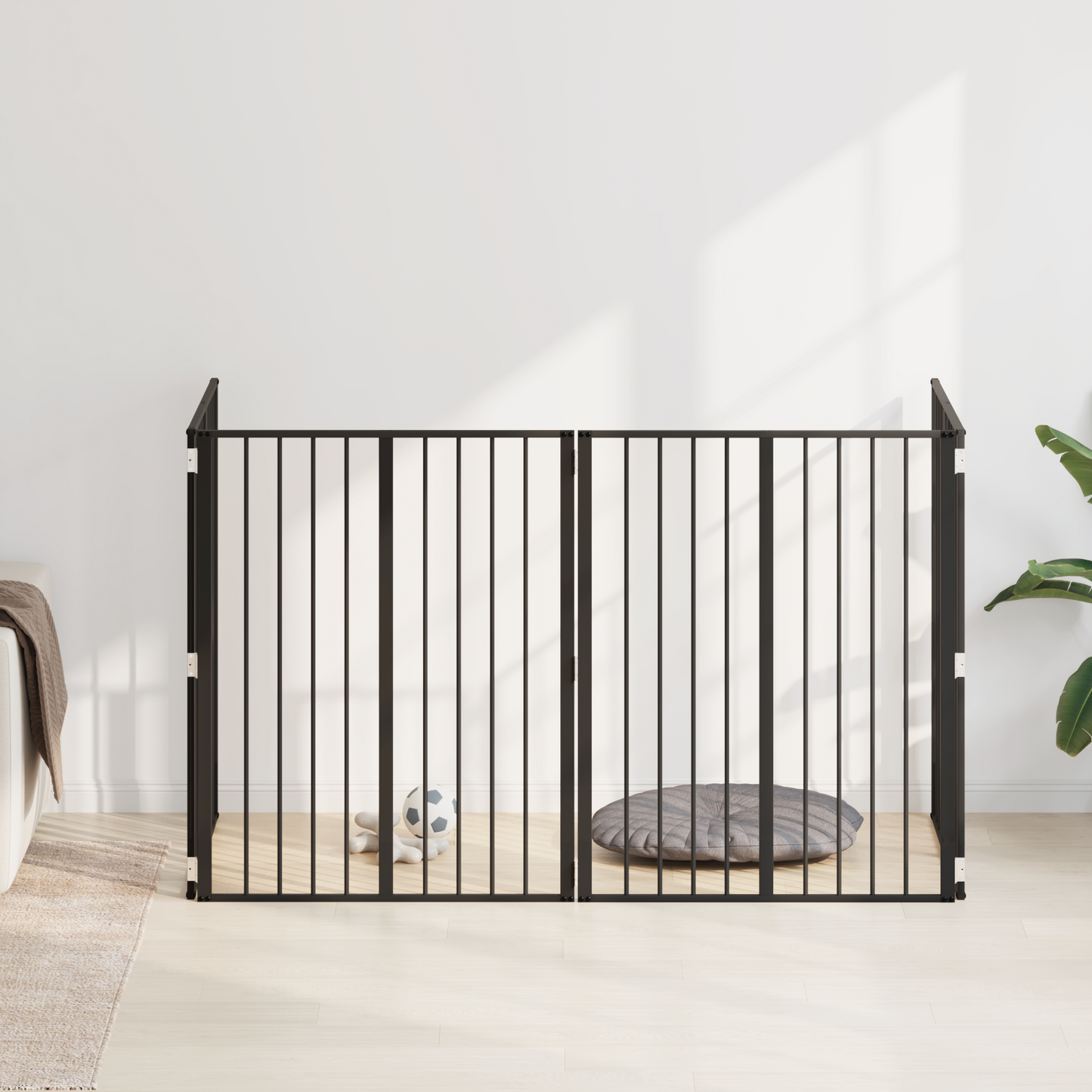 Dog Gate 4 pcs Black 80 x 100 cm Galvanised Steel