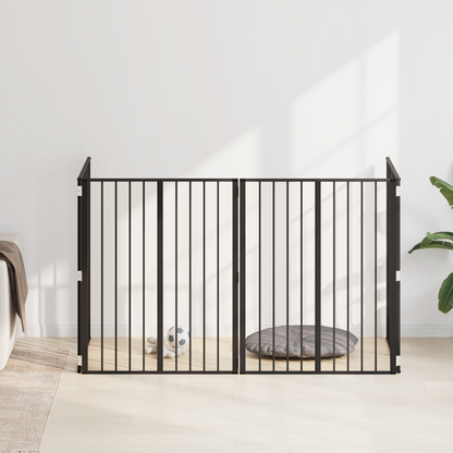 Dog Gate 4 pcs Black 80 x 100 cm Galvanised Steel