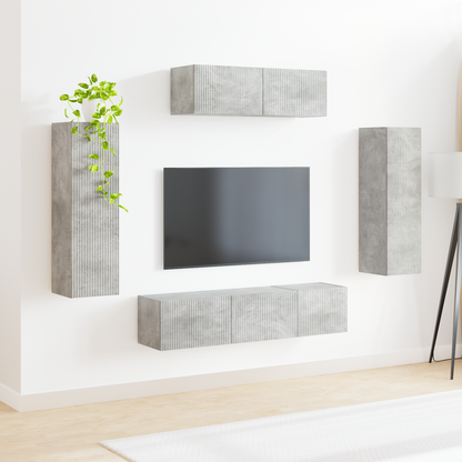TV Cabinet 5 pcs Concrete Grey