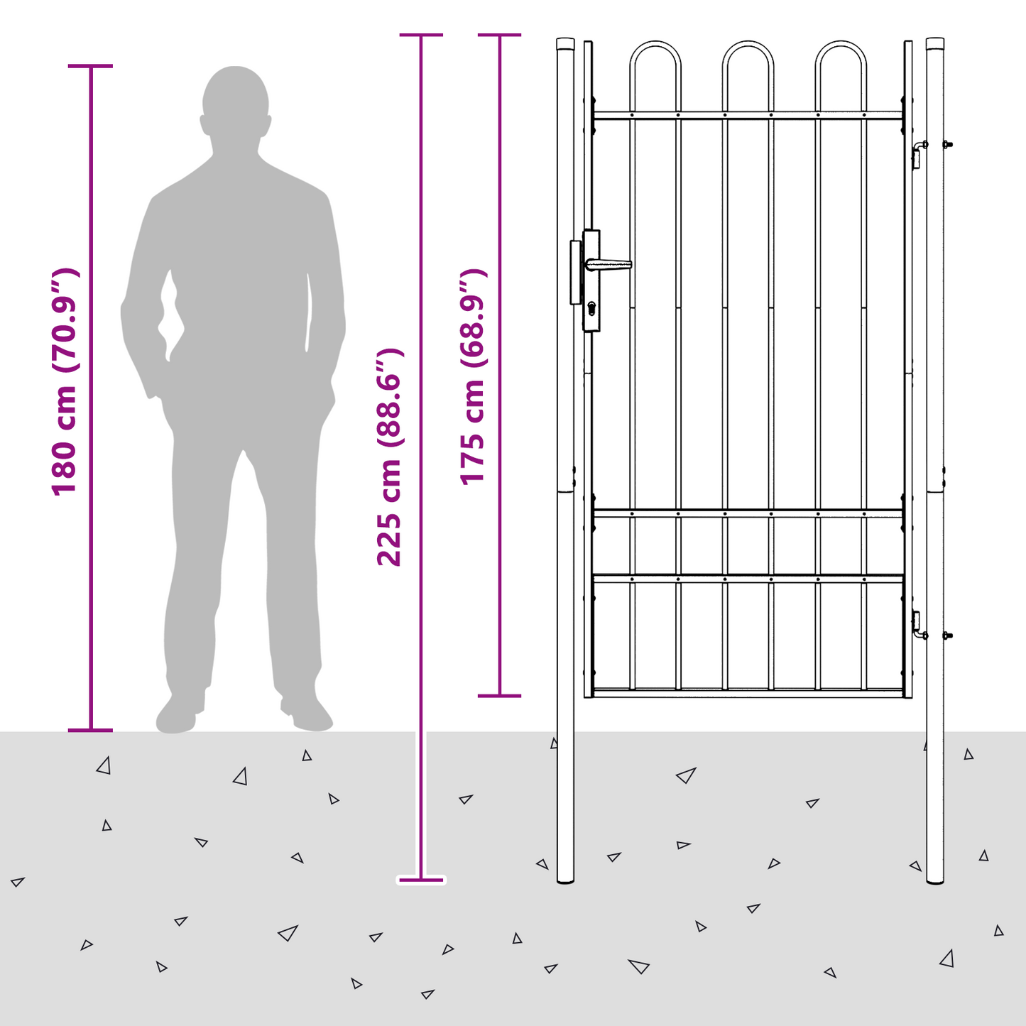 Fence Gate BOXTEL 103 x 225 cm Powder-Coated Steel Grey