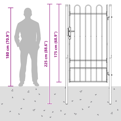 Fence Gate BOXTEL 103 x 225 cm Powder-Coated Steel Grey