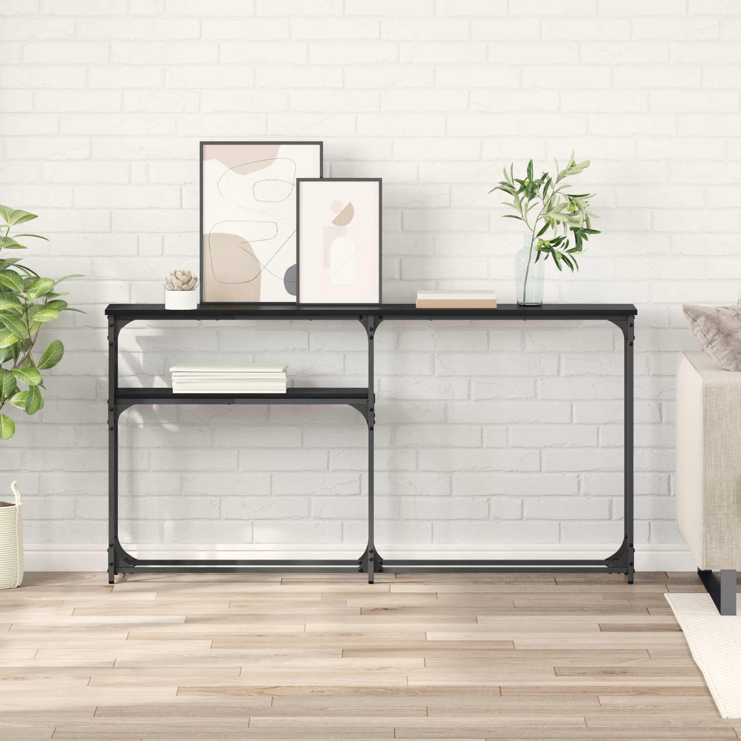 ConsoleTable Black Oak 146 x 22.5 x 75 cm Engineered Wood