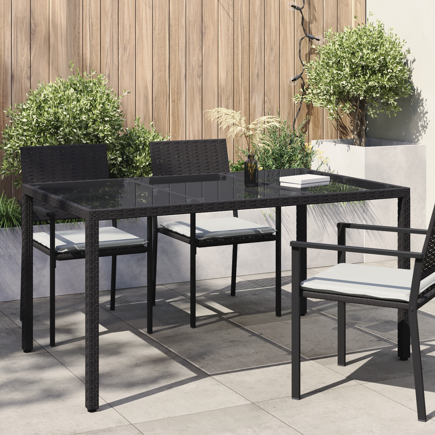 Garden Table Black 150 x 90 x 75 cm Poly Rattan