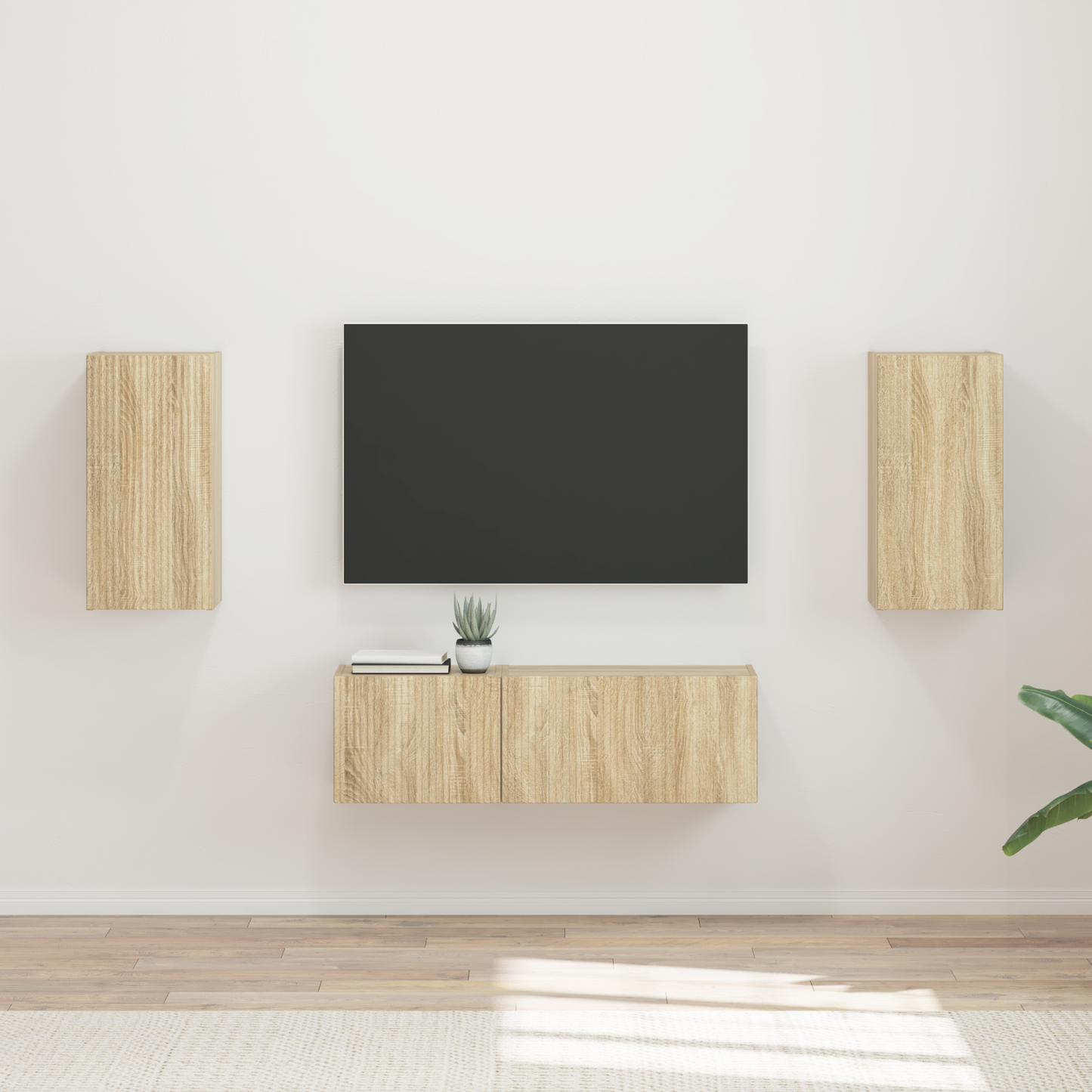 TV Wall Cabinet Set 4 pcs Sonoma Oak Engineered Wood