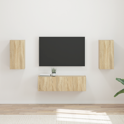 TV Wall Cabinet Set 4 pcs Sonoma Oak Engineered Wood