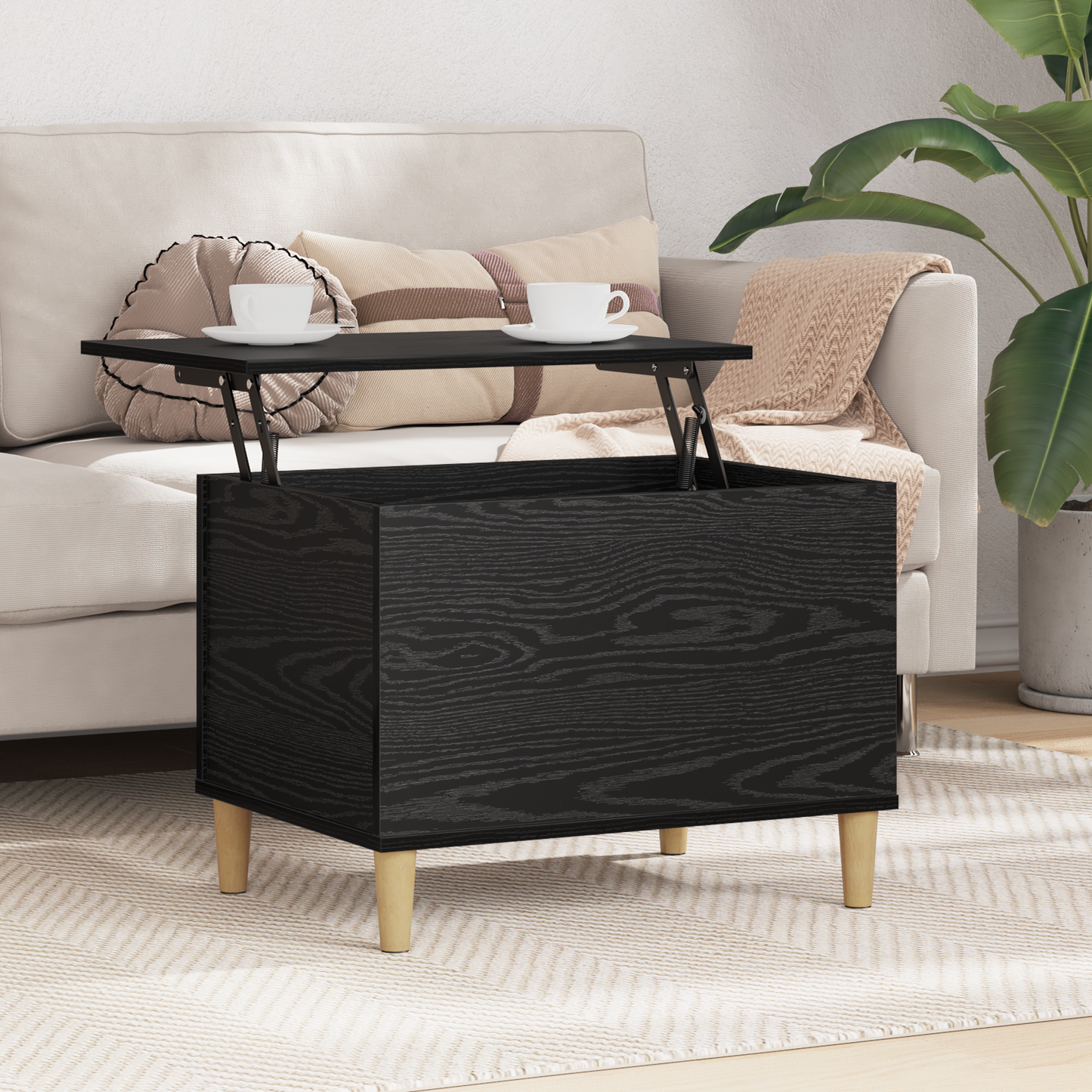 Bedside Cabinet Black Oak 60 x 44.5 x 45 cm Engineered Wood