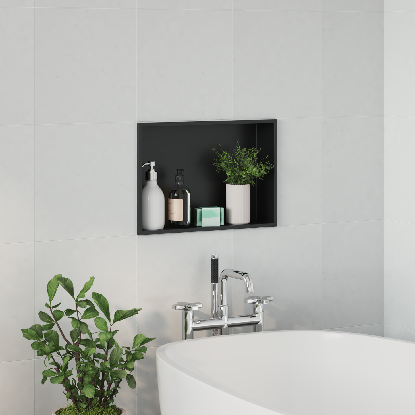 Shower Niche Black 45 x 30 x 9.5 cm Stainless Steel