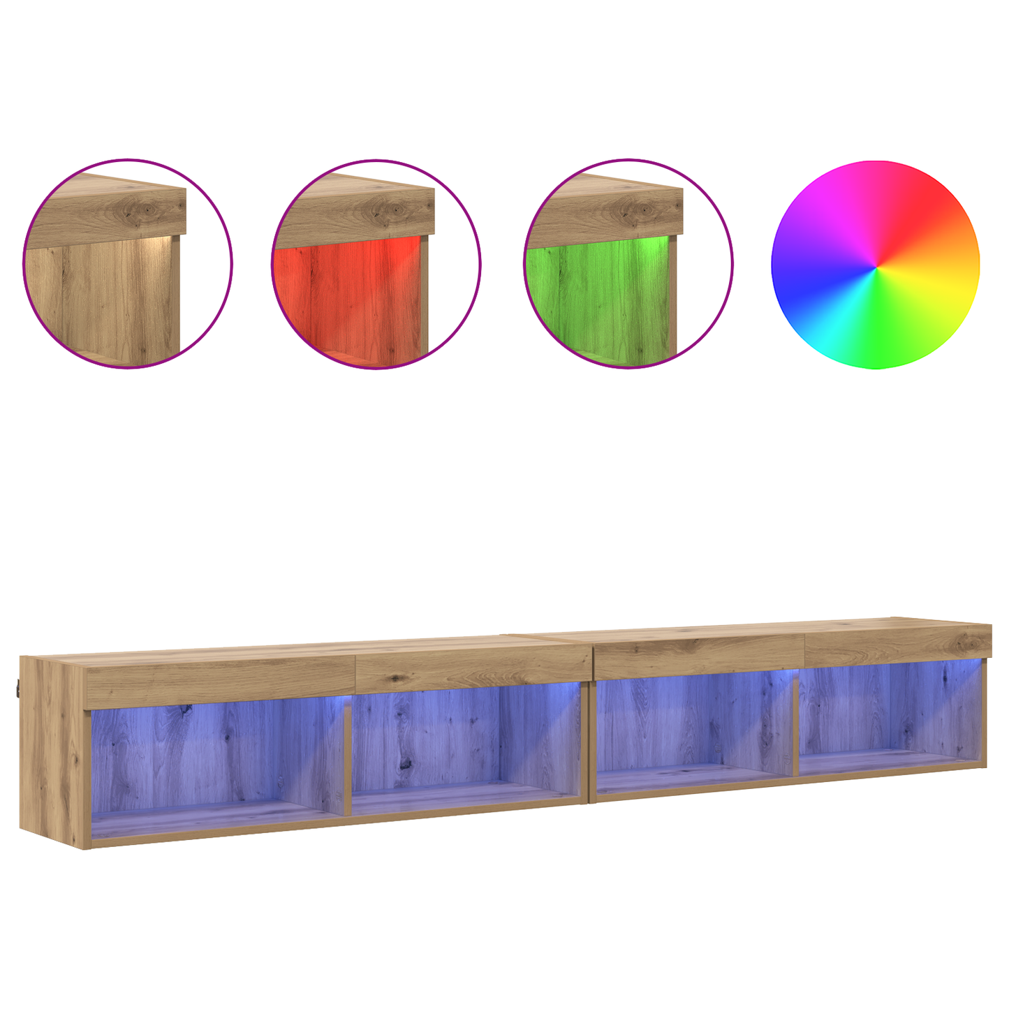TV Cabinet Set with LED 2 pcs Artisan Oak 100 x 30 x 30 cm