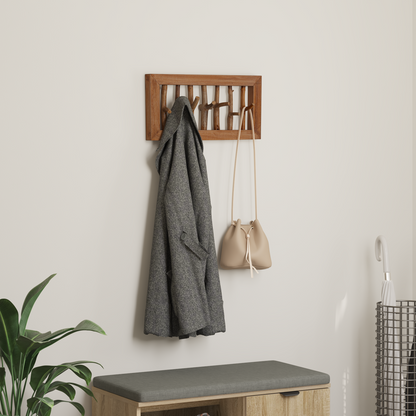 Coat Hook Natural 50 x 10 x 25 cm Solid Mahogany Wood