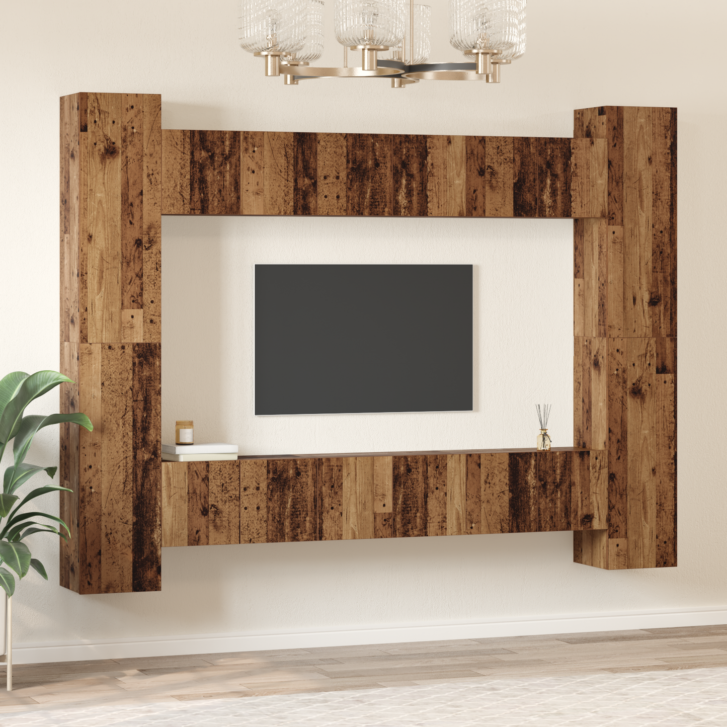 TV Cabinet Set Wall-mounted 10 pcs Old Wood 30.5 x 30 x 90 cm