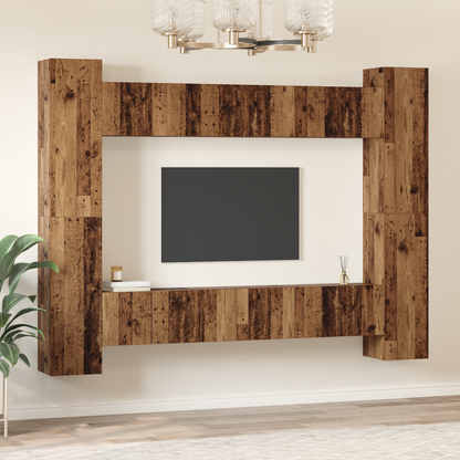 TV Cabinet Set Wall-mounted 10 pcs Old Wood 30.5 x 30 x 90 cm