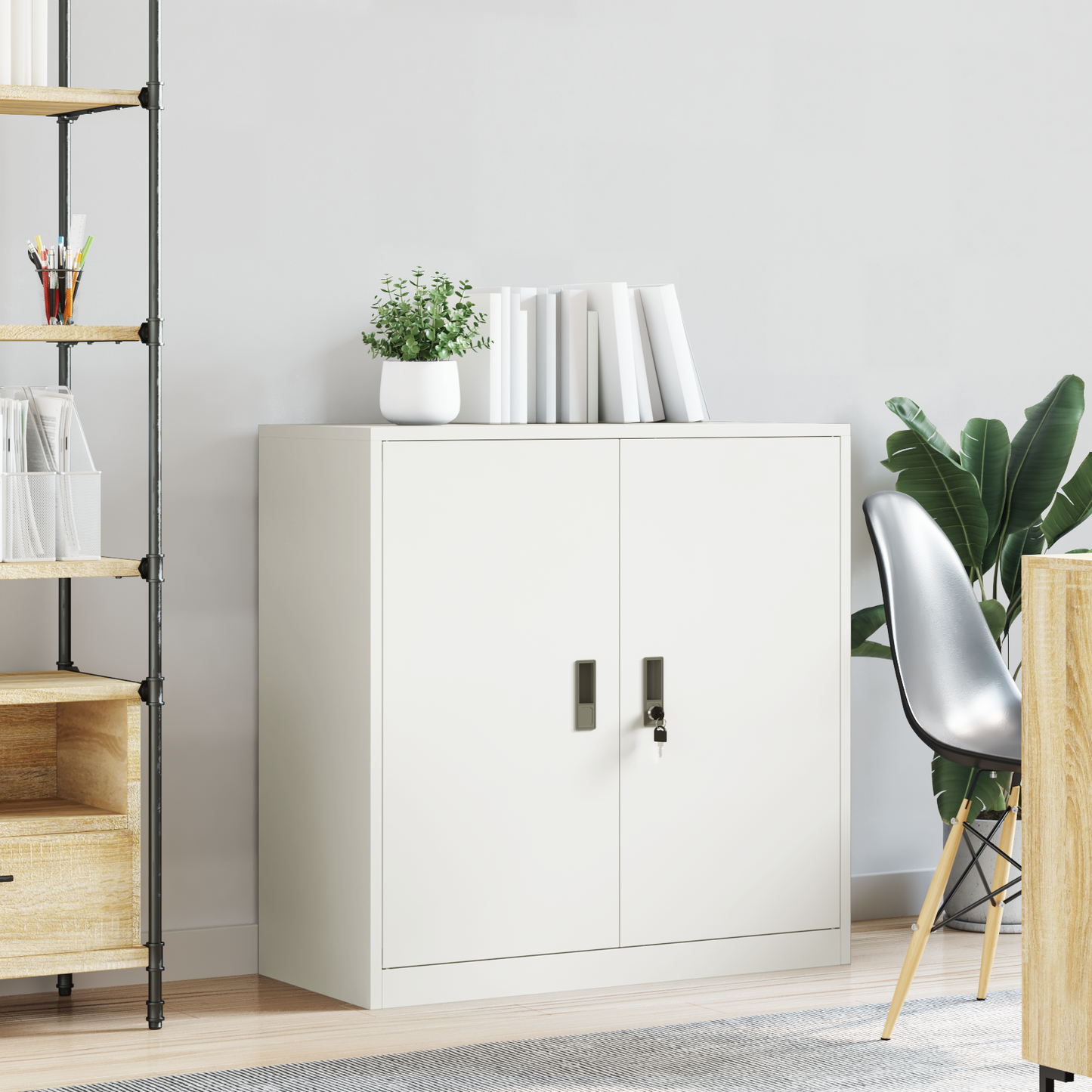 Storage Cabinet White 90 x 40 x 90 cm Steel