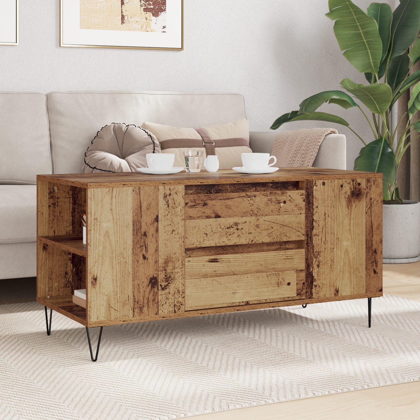 Coffee Table Old Wood 102 x 44.5 x 50 cm Engineered Wood