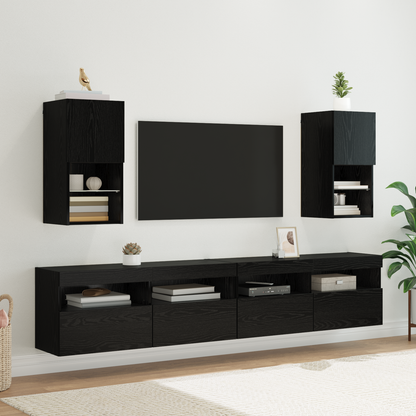 Wall-mounted TV Cabinets 2 pcs Black Oak 30.5 x 30 x 60 cm