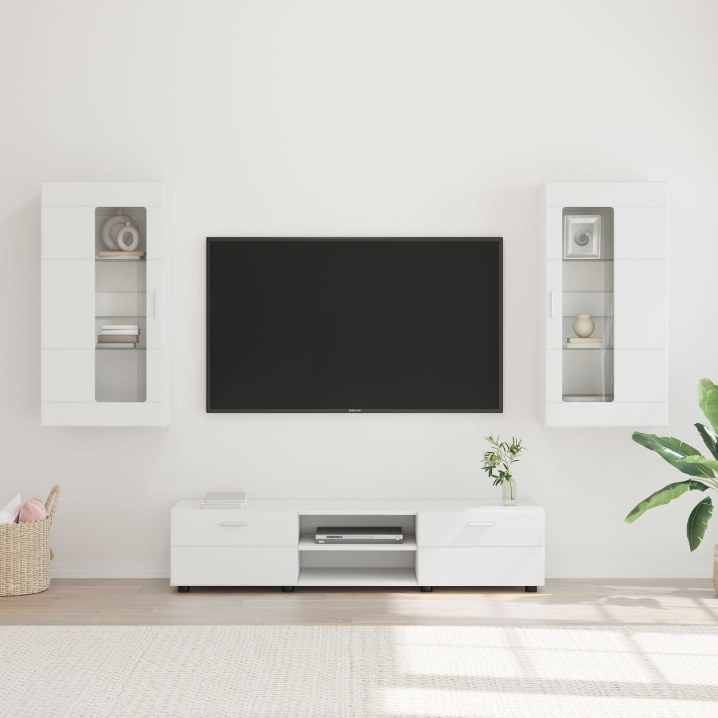 TV Cabinet Set with Drawer FLORIN 3 pcs White Engineered Wood
