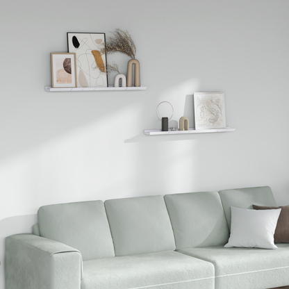 Wall Shelf 2 pcs White Marble 80 x 9 x 3 cm Engineered Wood