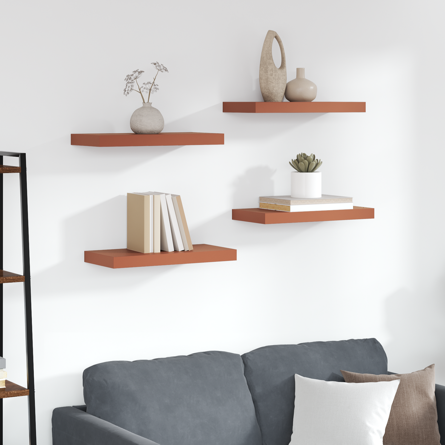Wall Shelf 4 pcs Red 50 x 23 x 4 cm Engineered Wood