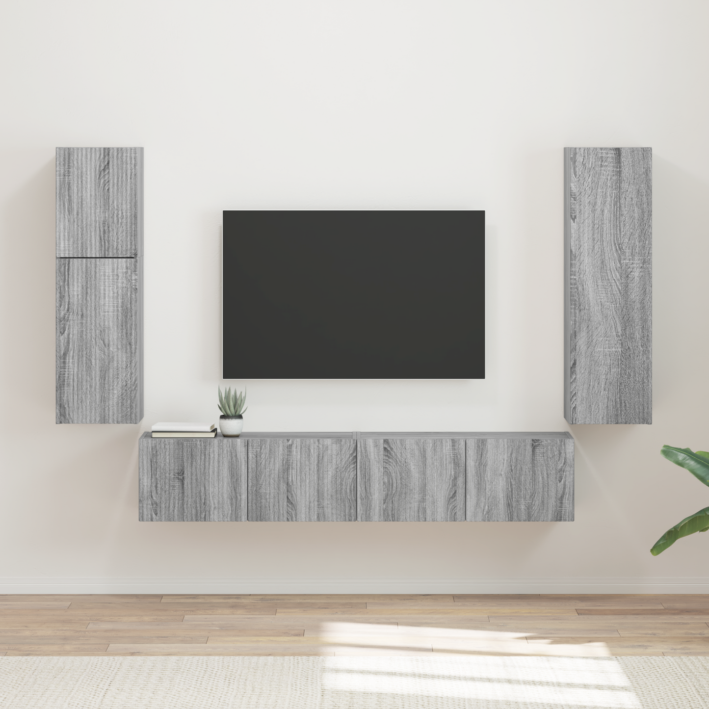 TV Cabinet Set Wall-mounted 4 pcs Grey Sonoma Engineered Wood