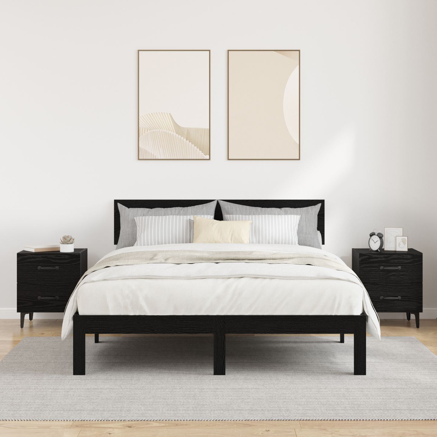 Bed Cabinet 2 pcs Black Oak 40 x 35 x 47.5 cm Engineered Wood