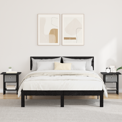 Bedside Table 2 pcs Black Oak 41 x 40 x 45 cm Engineered Wood