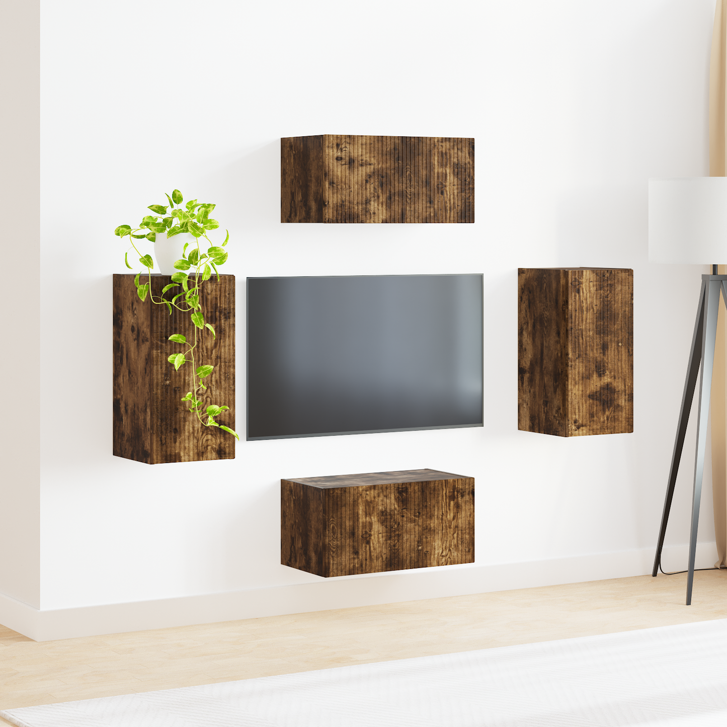 TV Cabinet Set 4 pcs Smoked Oak Engineered Wood