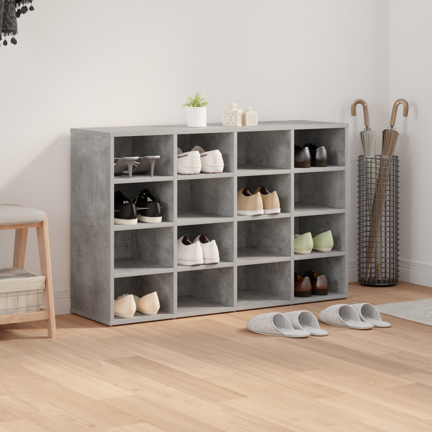 Shoe Cabinet Concrete grey 103 x 30 x 67 cm Engineered Wood