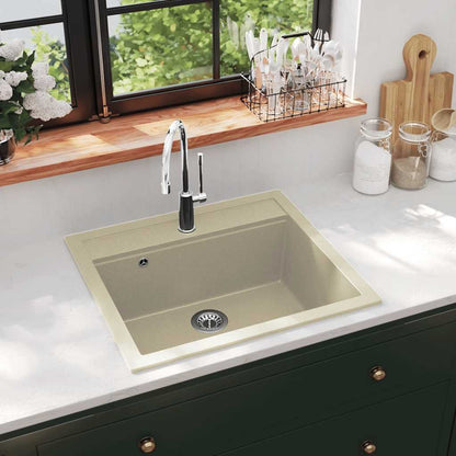 144862 vidaXL Granite Kitchen Sink Single Basin Beige