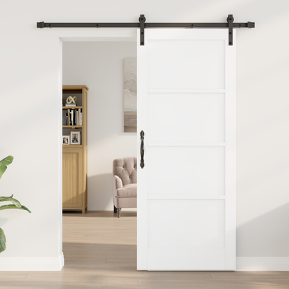 Sliding Door White and Black 83 x 202 cm Solid Pine Wood