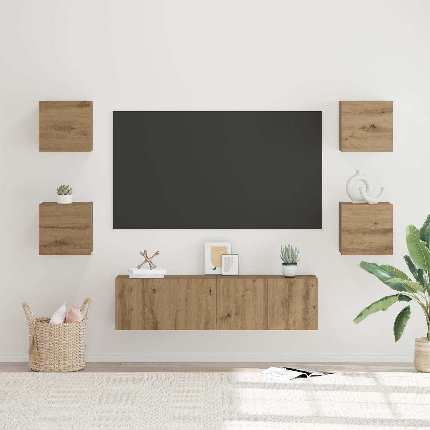 TV Cabinet Set Wall-mounted 6 pcs Artisan Oak Engineered Wood