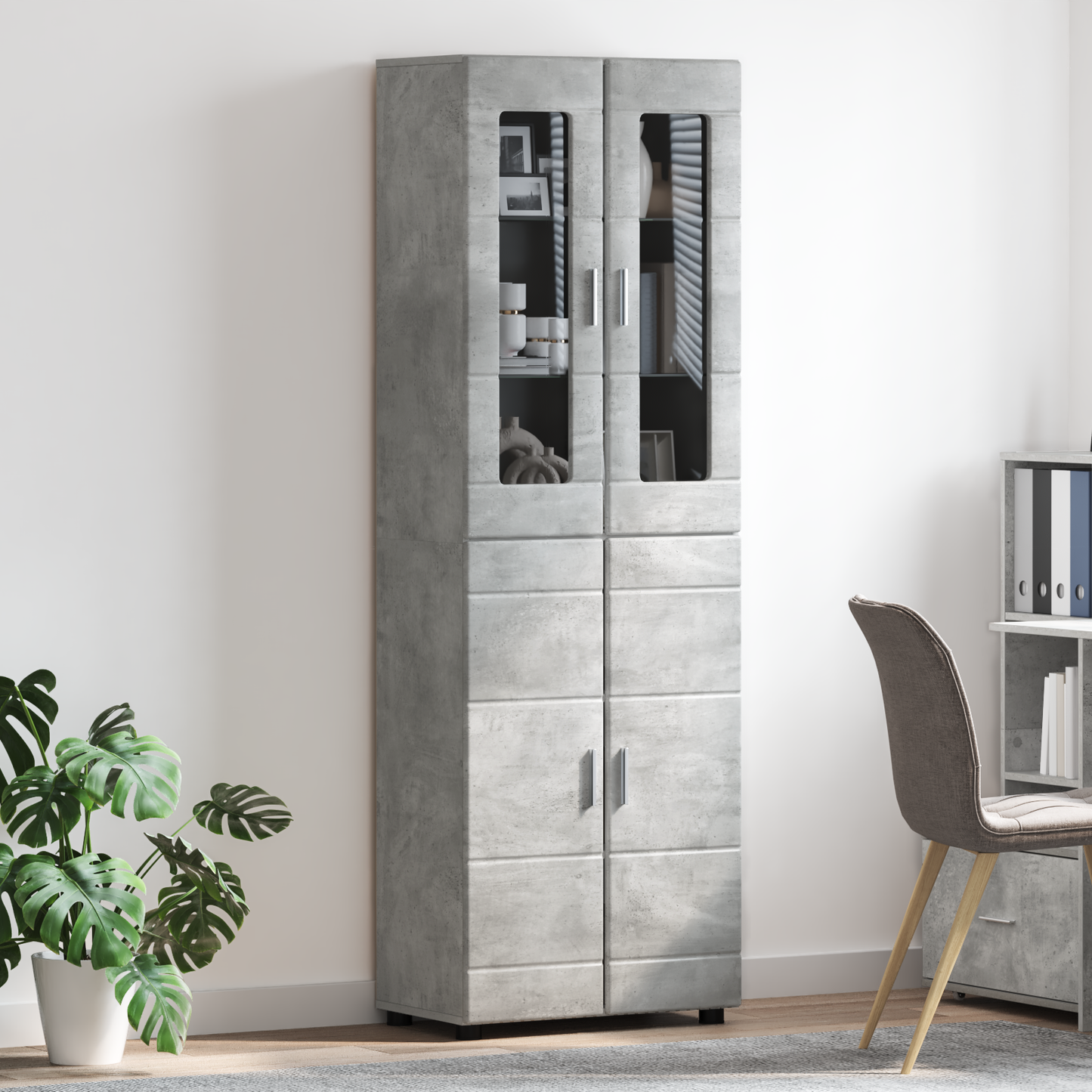 Highboard FLORIN Concrete Grey 60 x 35 x 182 cm Engineered Wood