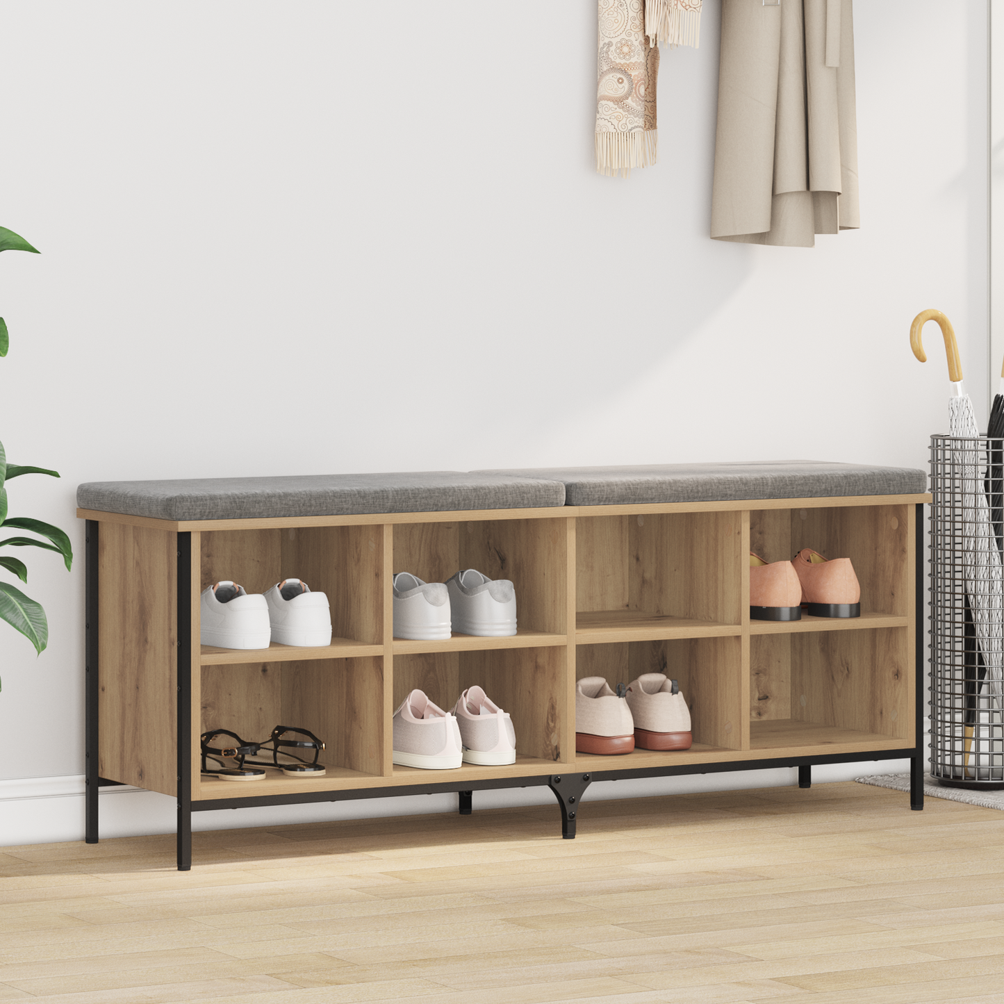 Shoe Cabinet with Shelf Artisan Oak 131 x 35 x 50 cm