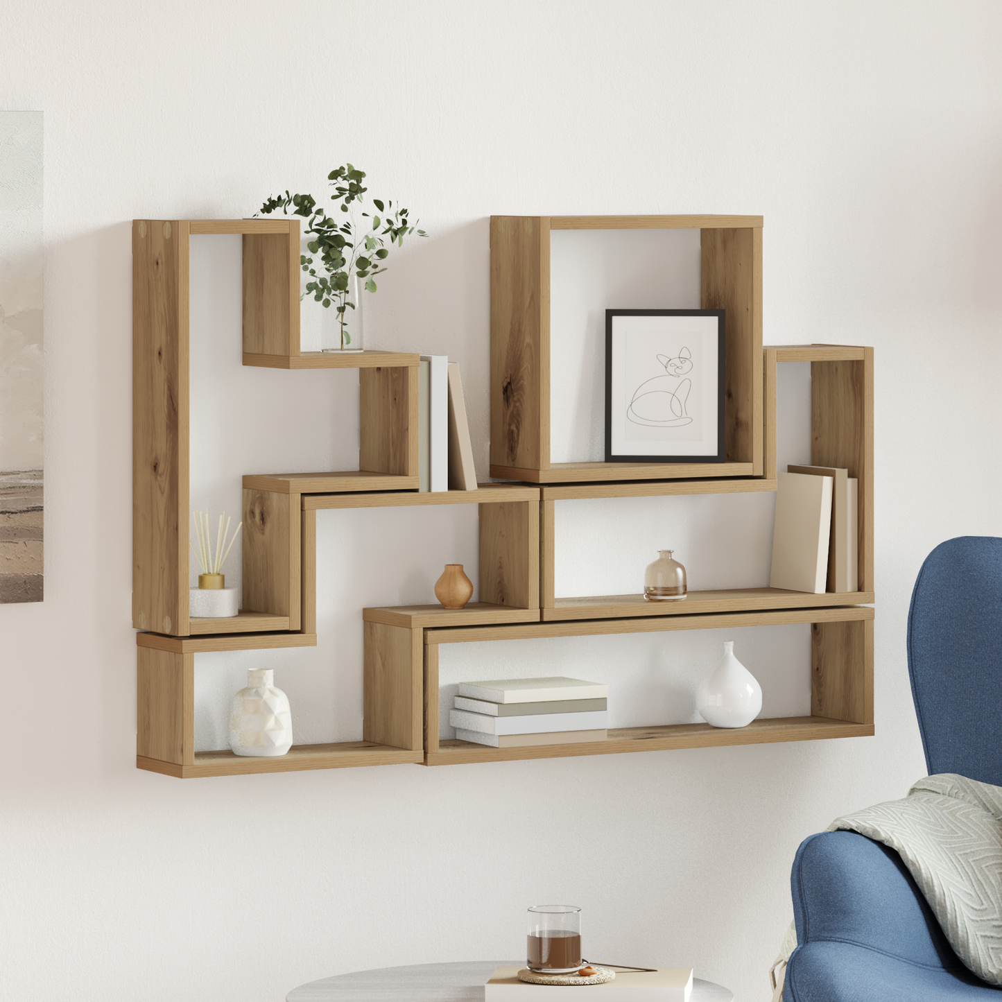 Wall Shelf Wall-Mounted Artisan Oak 96 x 12 x 64 cm