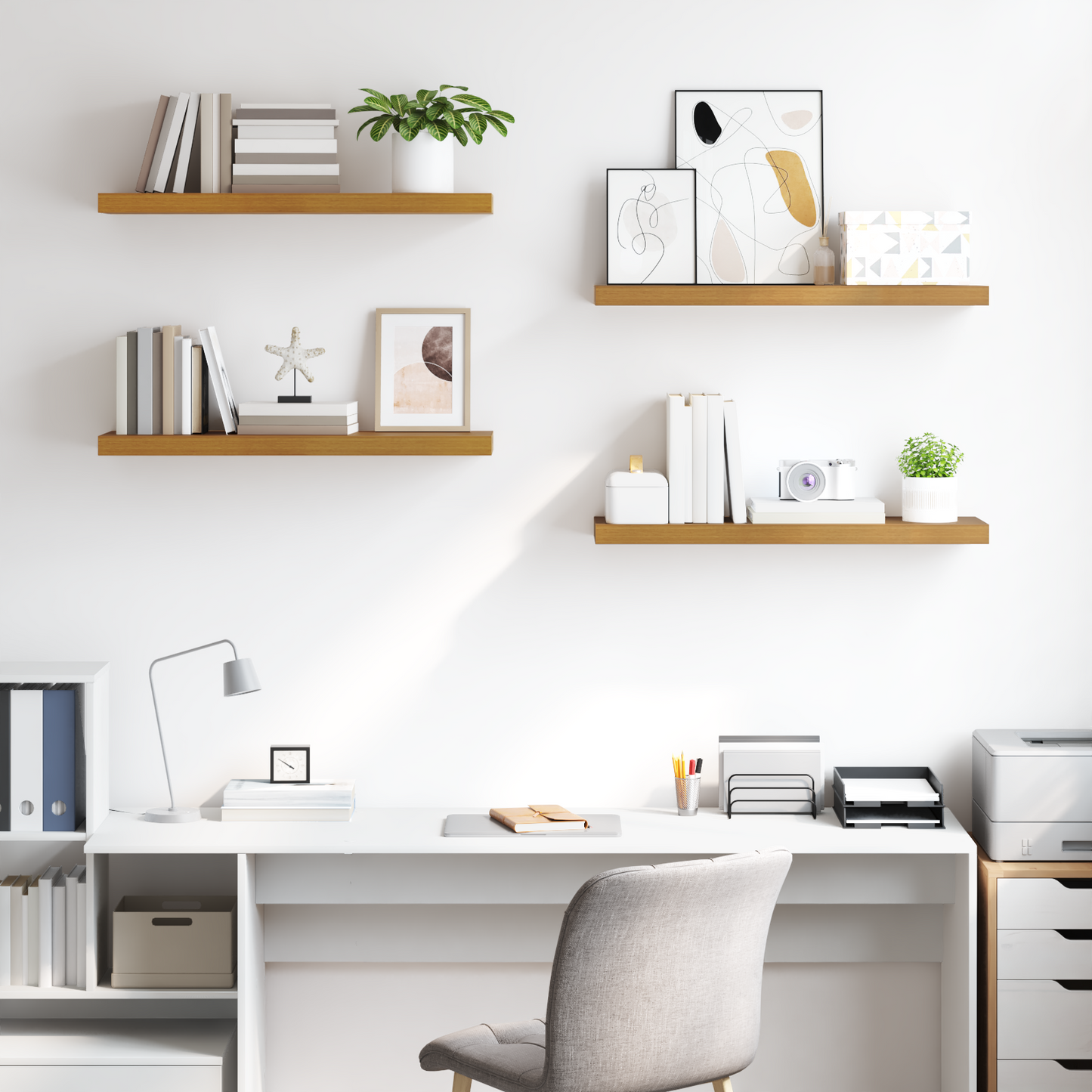 Wall Shelf 4 pcs Beige 90 x 23.5 x 4 cm Engineered Wood