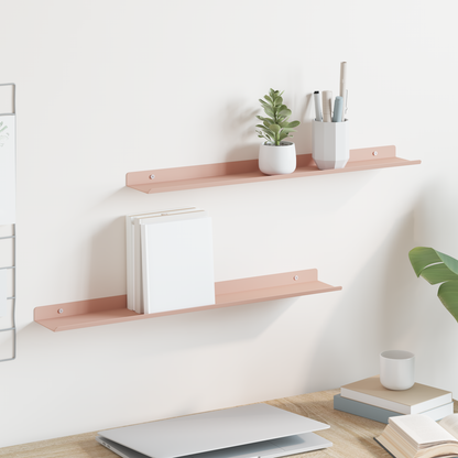 Floating Shelf Wall-mounted 2 pcs Pink 60 x 8.5 x 2.5 cm Steel