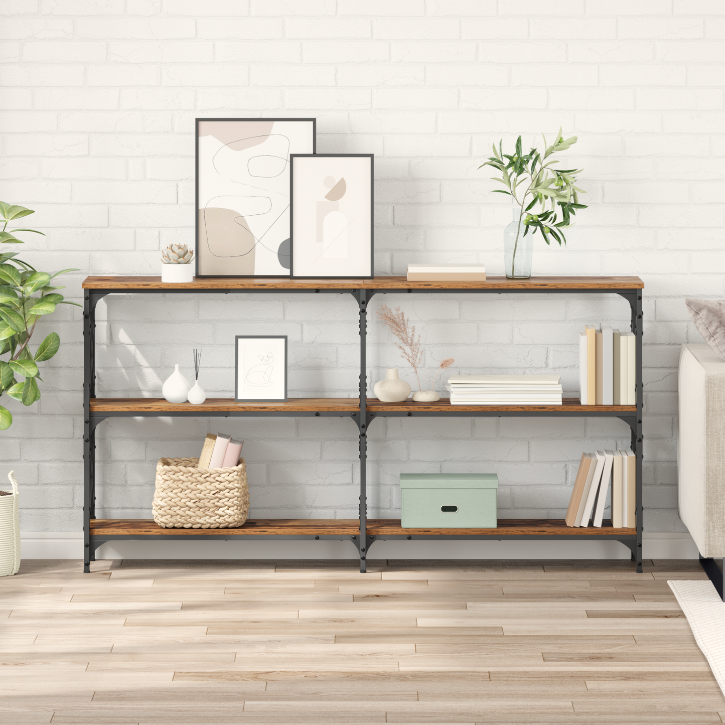 Console Table Old Wood 156 x 28 x 80.5 cm Engineered Wood