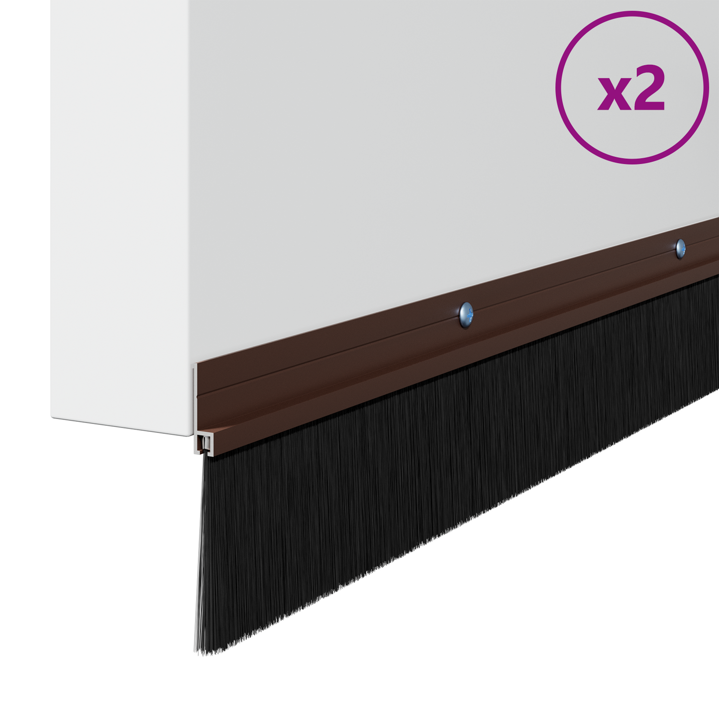 Screw-on Door Brush Seals 2 pcs Brown 100 cm Aluminium Alloy