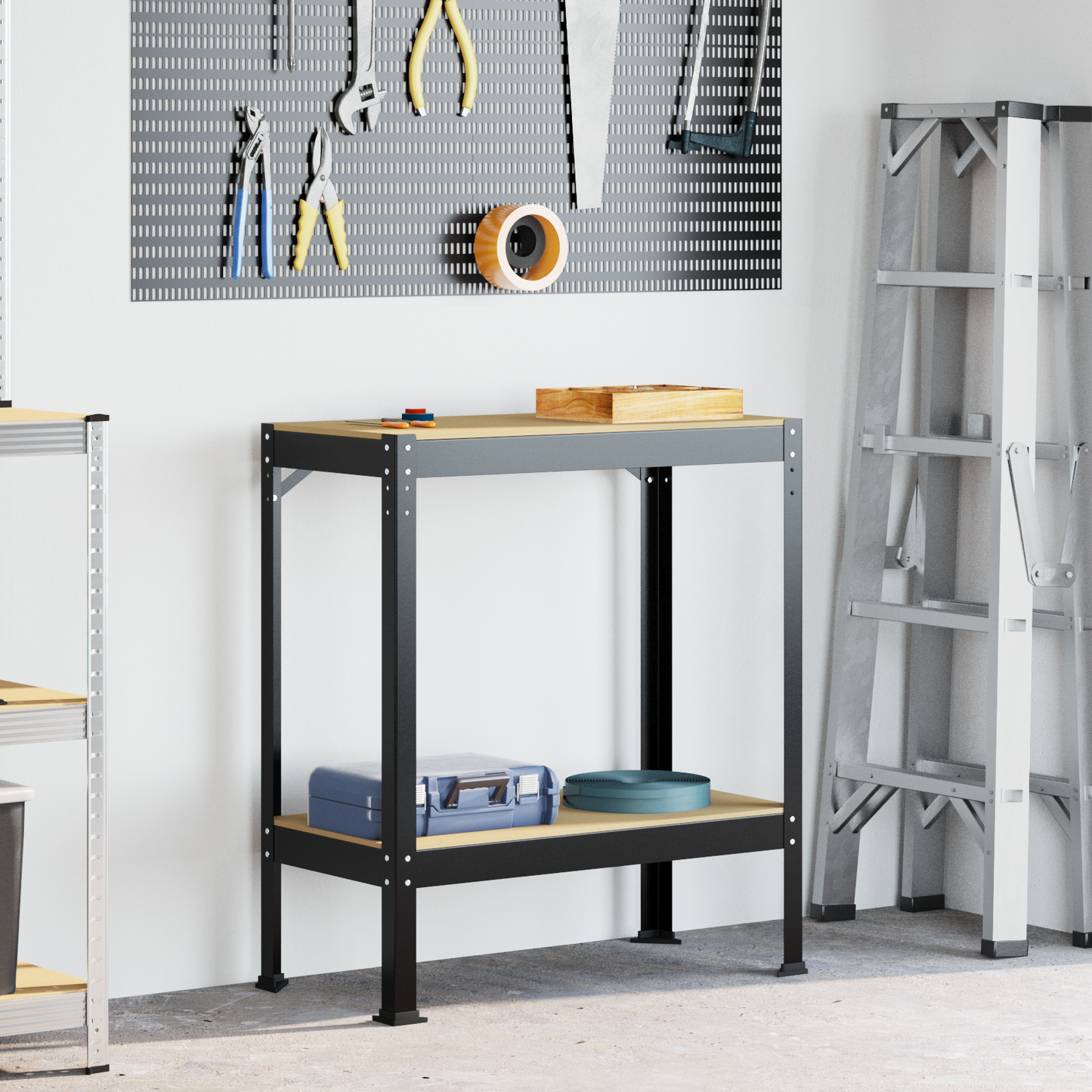 Workbench Black 81 x 41 x 91 cm Engineered Wood and Metal